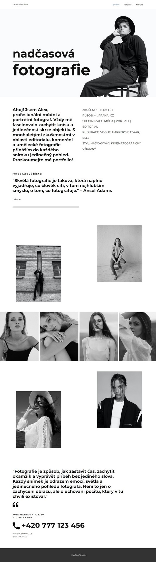 Stránka fotografa s portfoliem
